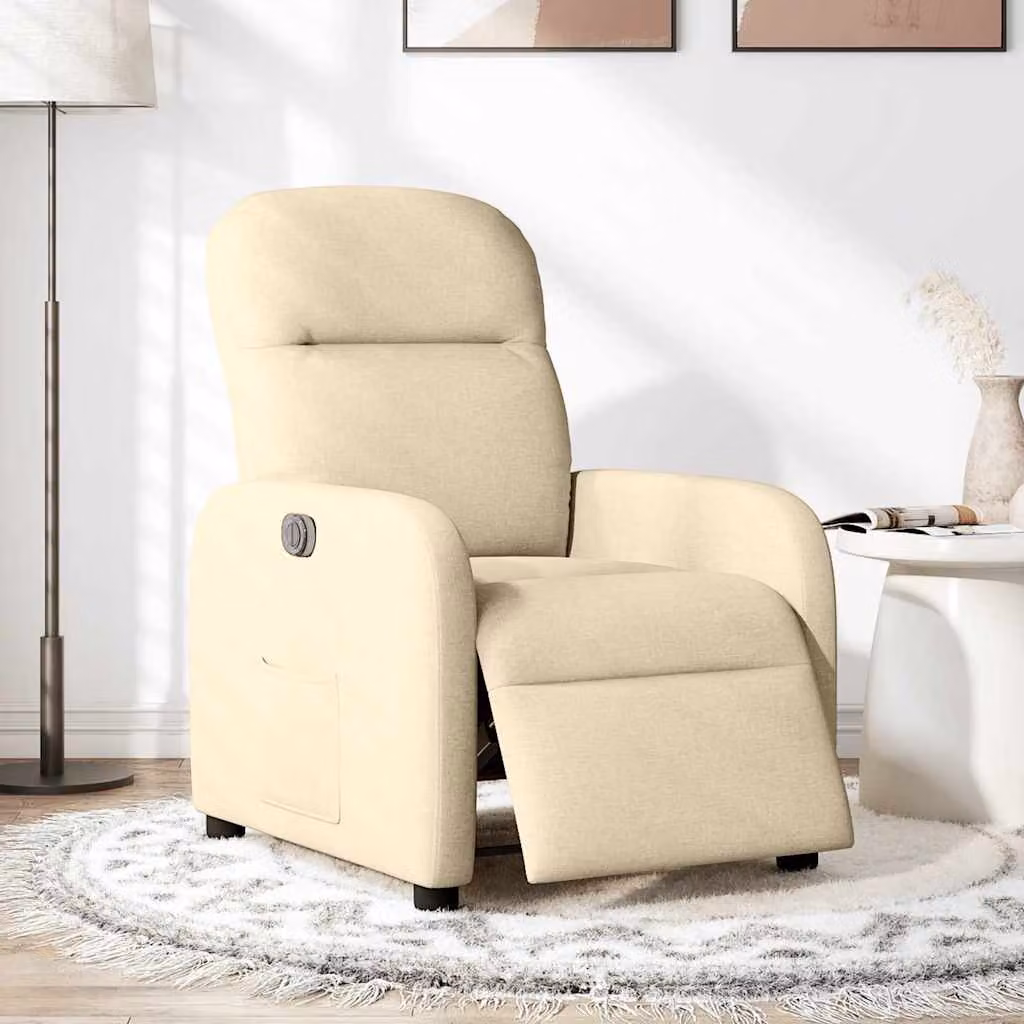 vidaXL Poltrona Elettrica Reclinabile Crema in Tessuto