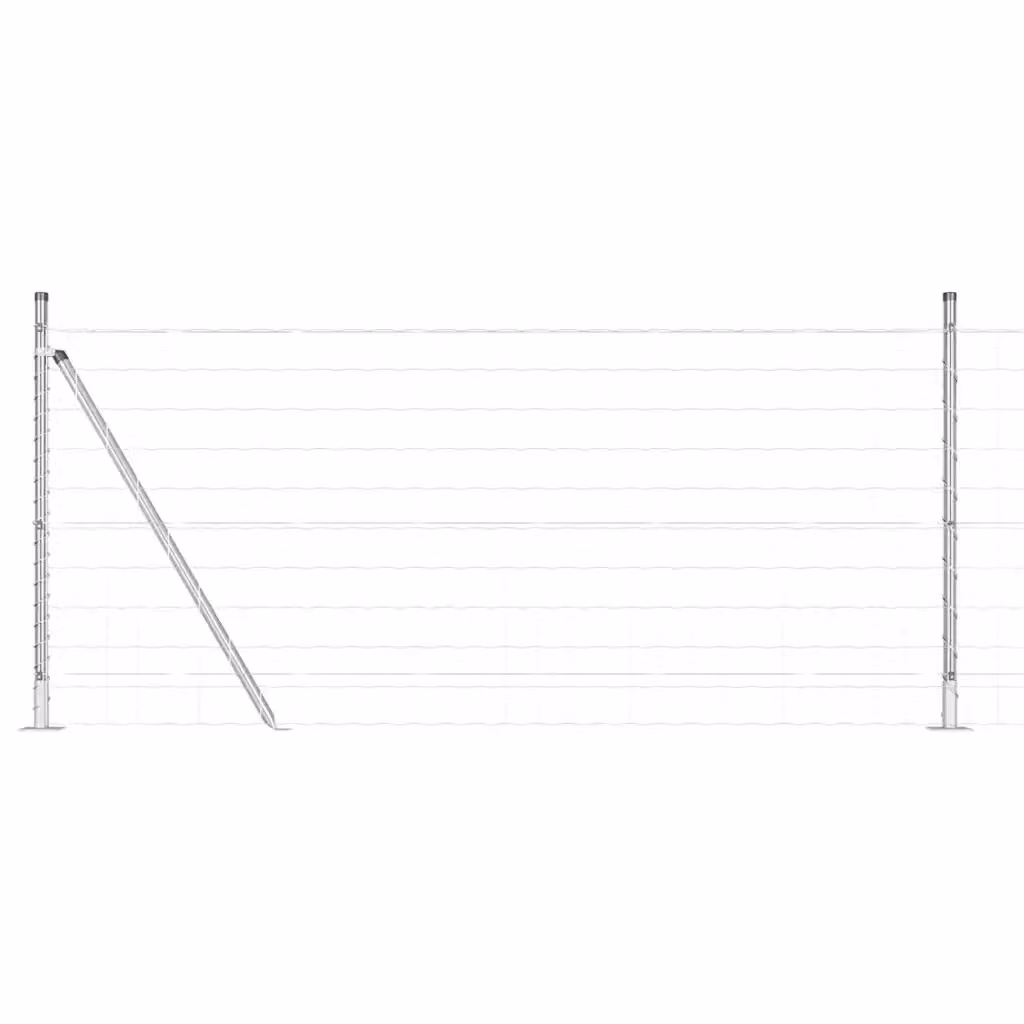 Recinzione Euro da esterno vidaXL in acciaio zincato argento con base in cemento L: 25 m, H: 1 m – 2