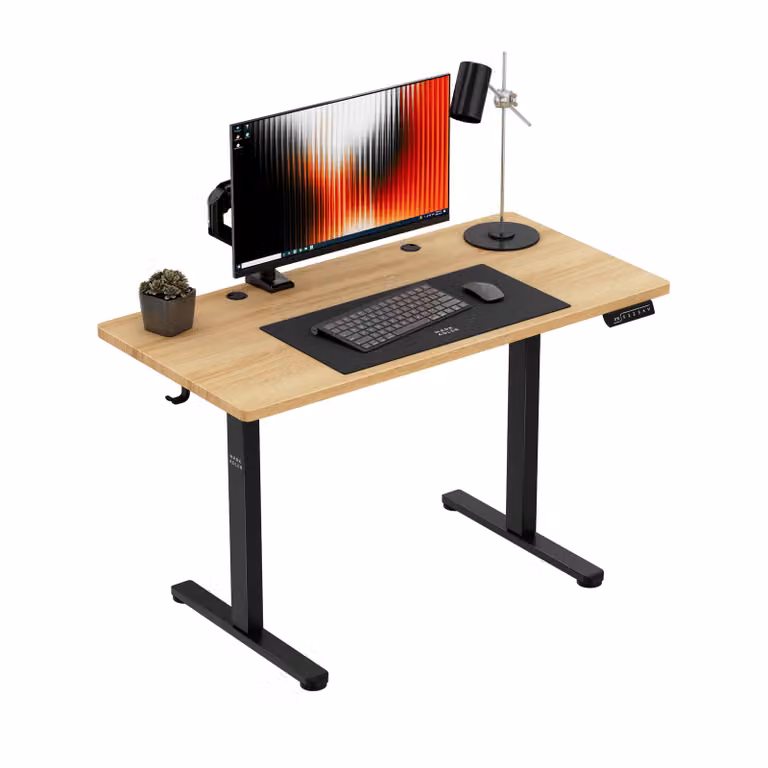 Scrivania elettrica Mark Adler Leader 6.9 - altezza regolabile 72-118 cm, ErgoHub Flex, piano d'appoggio 120×60 cm, motore silenzioso, gestione dei cavi, testata