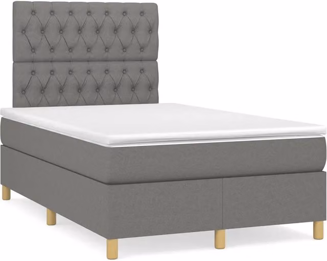 Letto con Materasso a Molle vidaXL in Tessuto Grigio con Illuminazione LED e Porta USB L/P/H: 120 x 200 x 123 cm