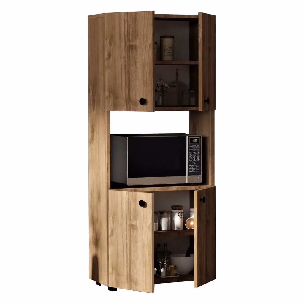 Madia DMORA Sestu, Credenza Moderna in Legno Marrone, L: 60 cm, P: 31 cm, H: 140 cm – 2