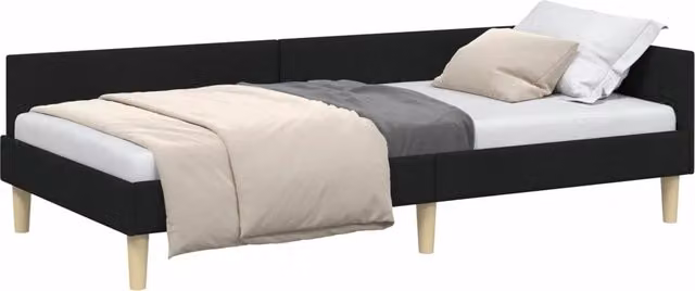 Letto singolo | Letto per adulti | Cornice del letto ad angolo Nero 80 x 200 cm Tessuto