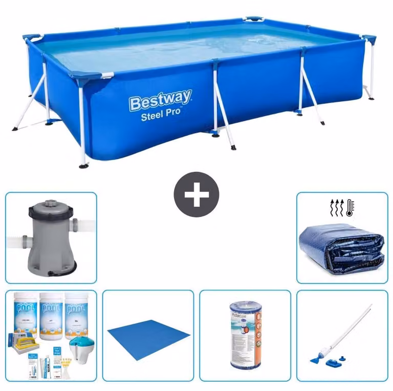 Bestway Steel Pro, piscina rettangolare - 300x201x66 cm - 7 pezzi - Modello S22254