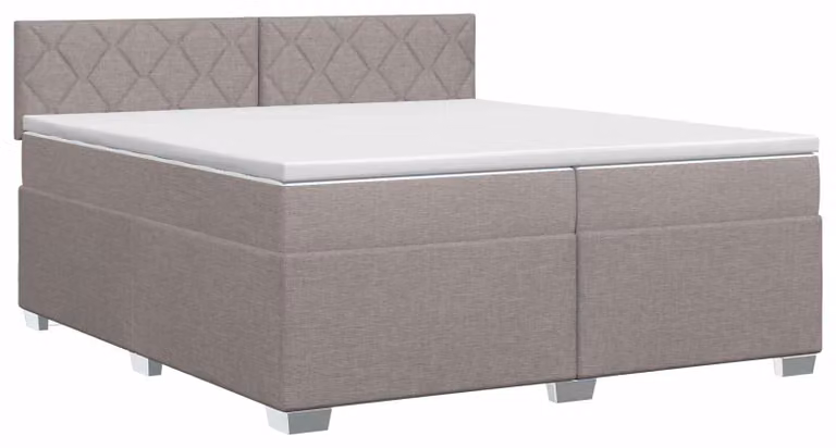 Letto a molle con materasso Taupe 200 x 200 cm in tessuto