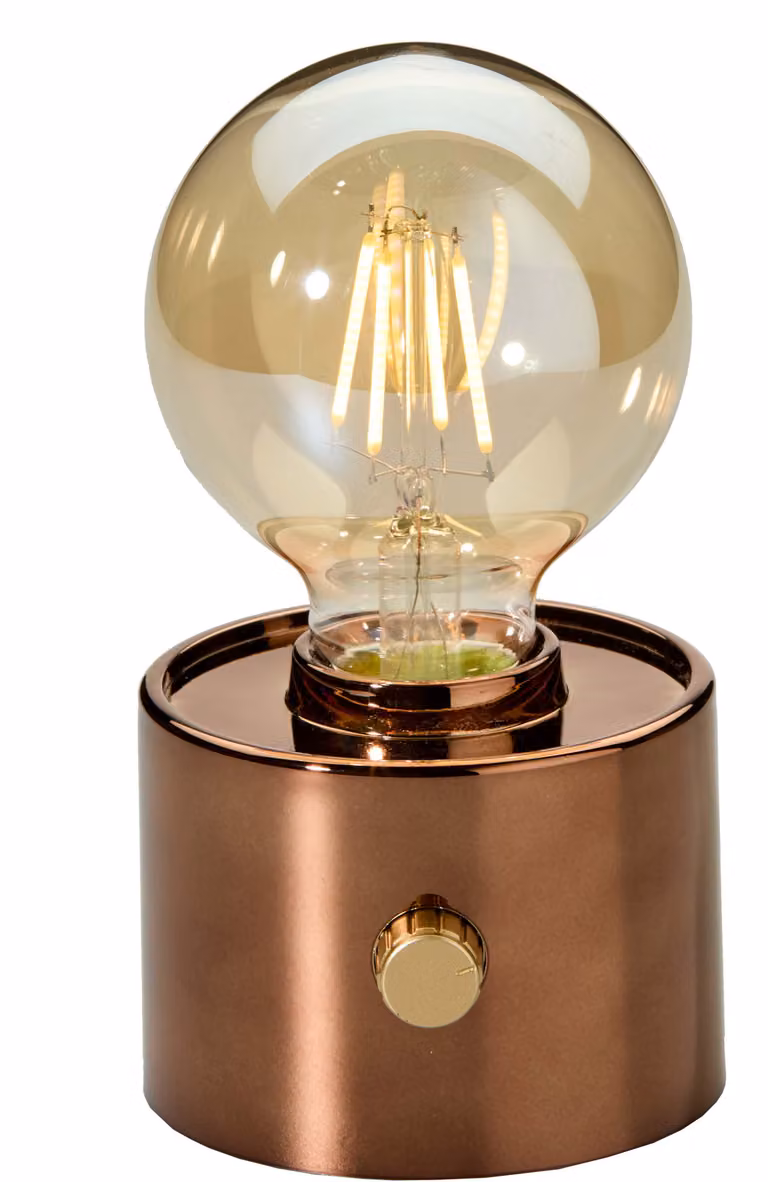 Lampada da tavolo LED vintage a forma di lampadina a incandescenza Edison con batteria ricaricabile, USB-C, dimmerabile tramite interruttore rotante – decorazione moderna in bronzo