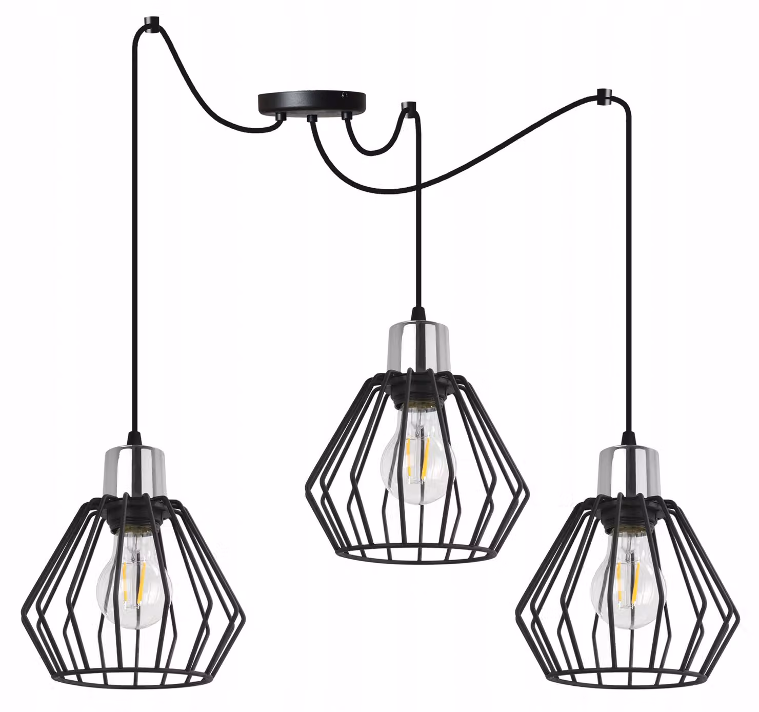 Lampada a sospensione, lampadario da soffitto, paralume in filo metallico, LED