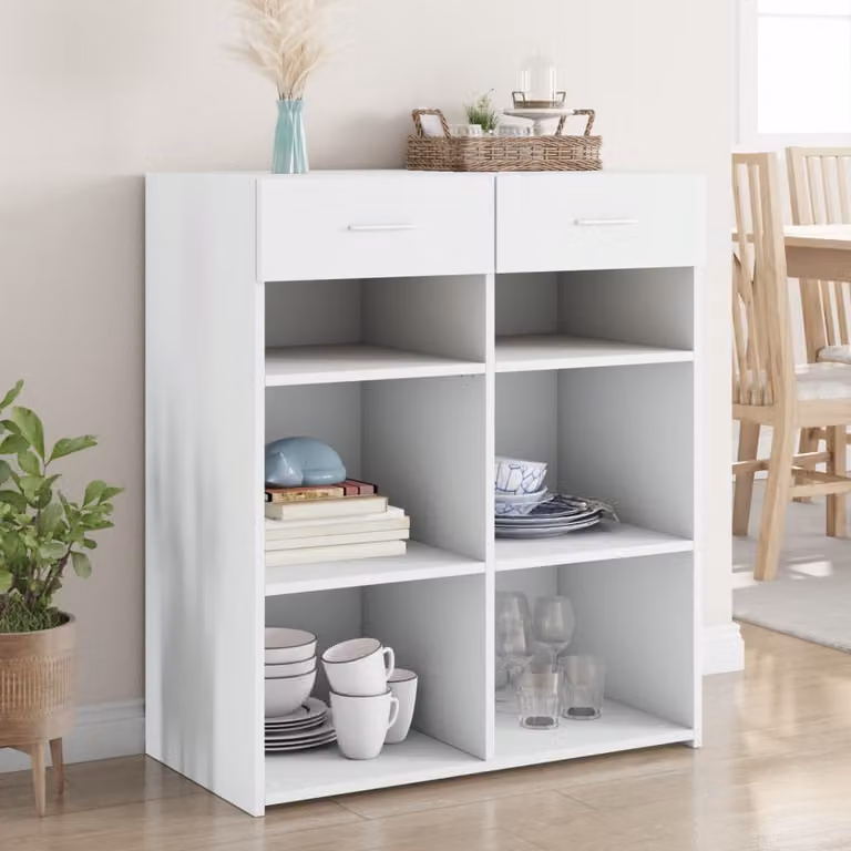Credenza bianca vidaXL in legno multistrato e MDF, L 80 cm x P 42,5 cm x H 93 cm