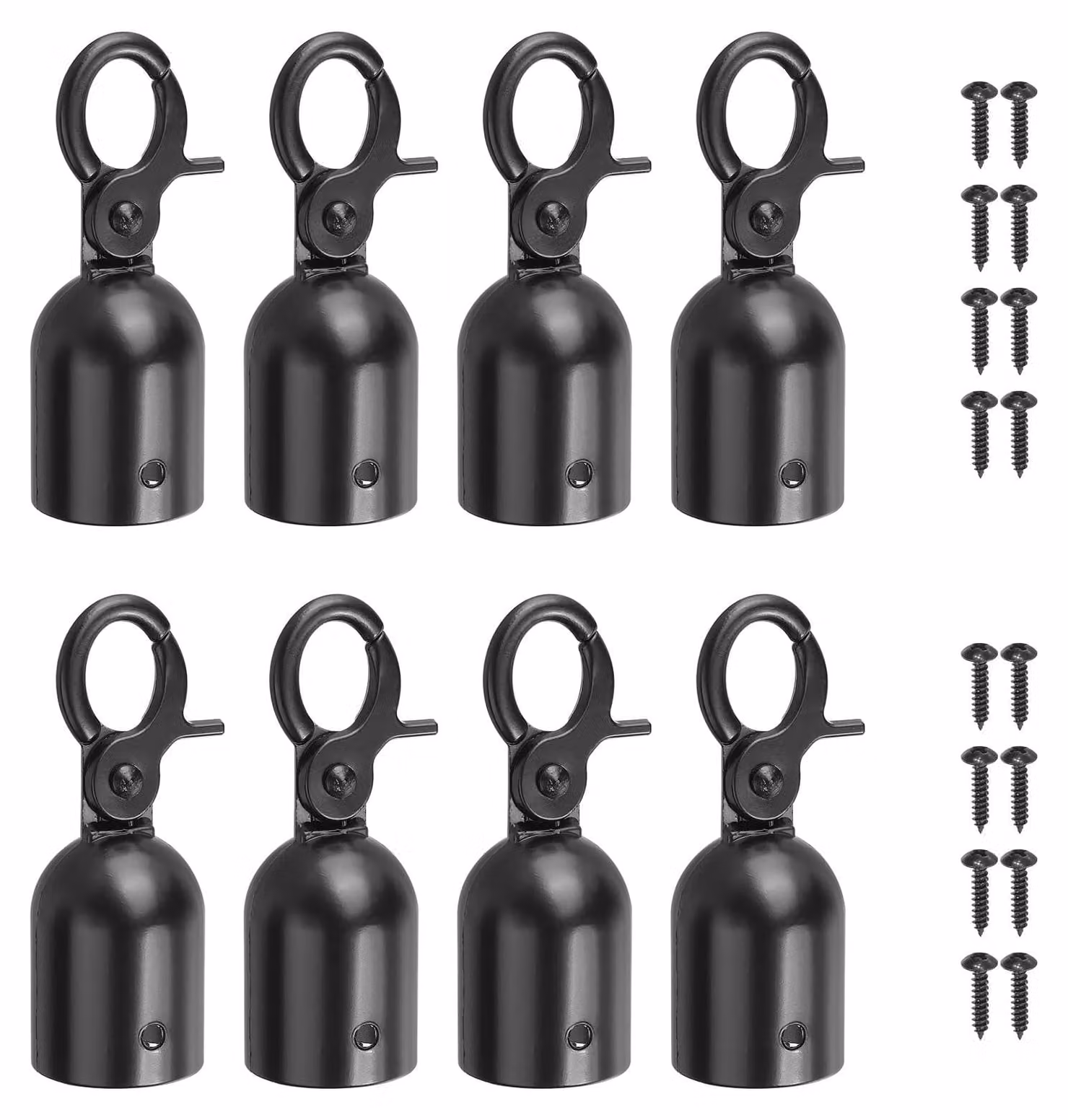 Set di 8 tappi terminali per cavi a trefoli, colore nero, in alluminio