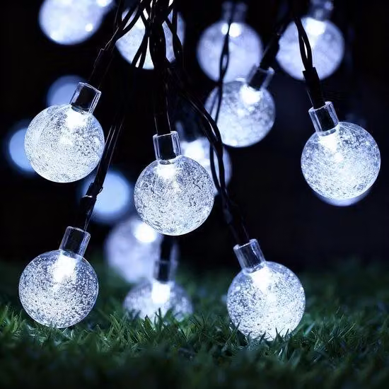 Set di luci LED a energia solare per esterni, 6,5 metri, 30 LED, sfere di cristallo, 8 livelli di luminosità, impermeabile, IP65, resistente alle intemperie, adatto per gazebo, giardini, balconi e terrazze