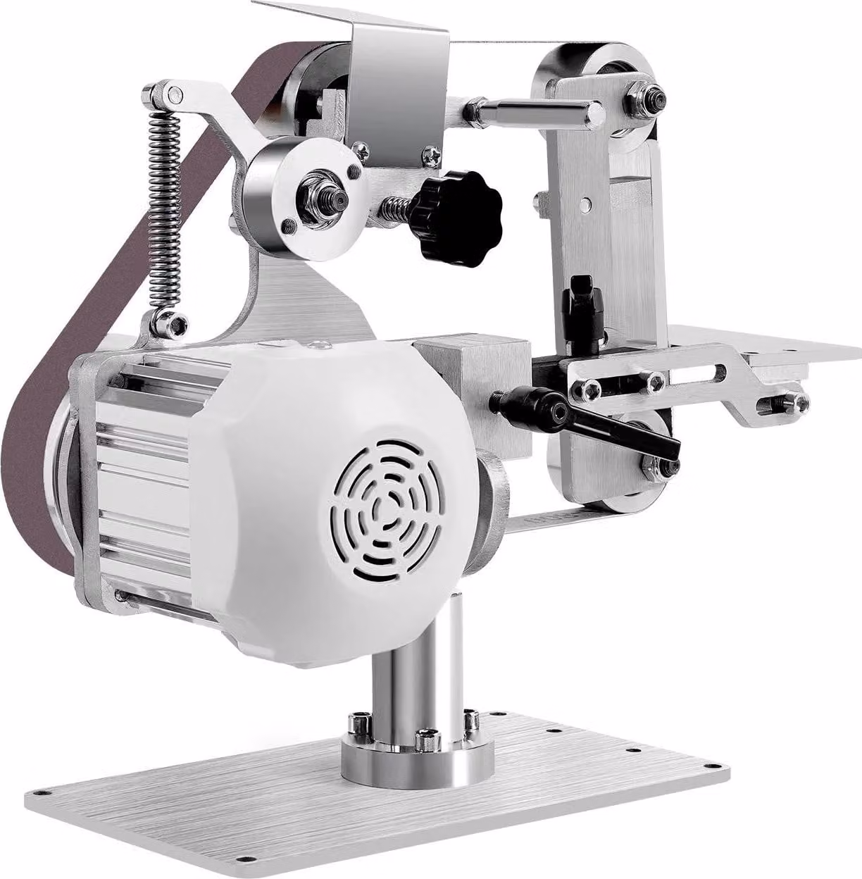 Mini levigatrice elettrica a nastro - Levigatrice/lucidatrice a nastro - Motore brushless da 550 W - Velocità variabile 30 m/s - Nastro abrasivo 76,2×2,5 cm - Per metalli e gioielli - Nero