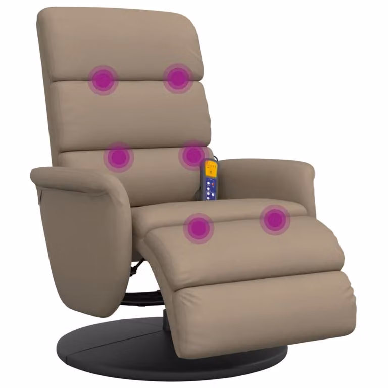 Poltrona Reclinabile Massaggi Poggiapiedi Cappuccino Pelle finta