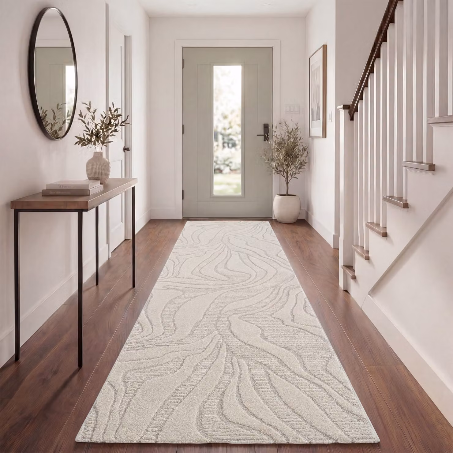 Tappeto moderno Aurora beige con effetto alto-basso, stile scandinavo geometrico, L: 80 cm x P: 250 cm – 2