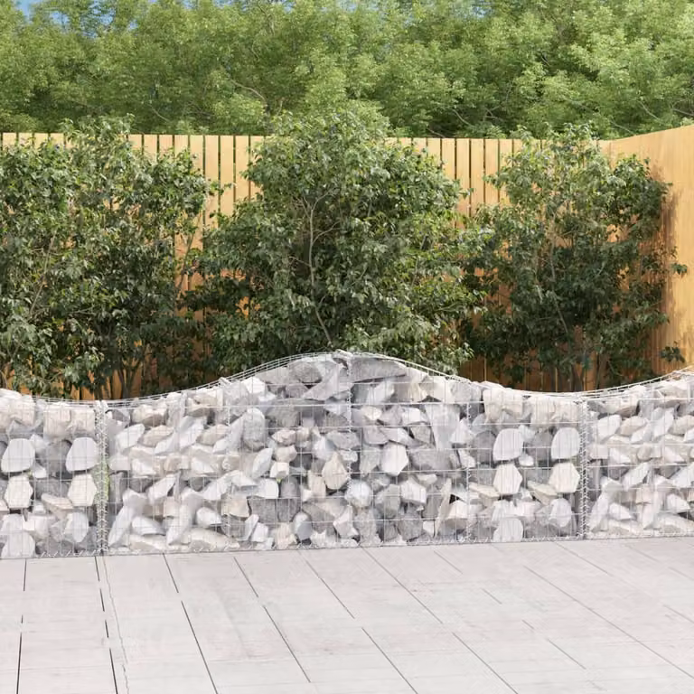 Set di 12 cesti gabbioni ad arco vidaXL in acciaio zincato grigio, L: 200 cm, P: 30 cm, H: 60/80 cm