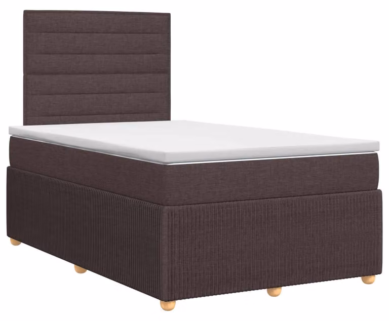 Letto a molle con materasso marrone scuro 120 x 200 cm in tessuto