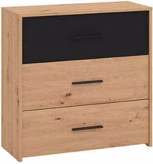 Milani Home - comò moderno 3 cassetti, rovere chiaro, truciolare bilaminato, 81 x 33 x 81 cm
