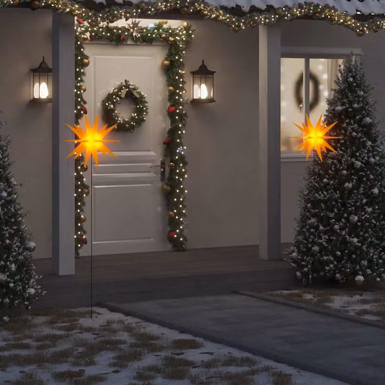 vidaXL Luce di Natale a Stella con LED Gialla e Picco da Terra Piegolevole
