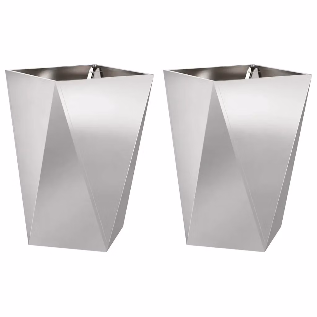 Set di 2 fioriere vidaXL in acciaio inossidabile argento L/P/H: 50 x 50 x 75 cm – 2