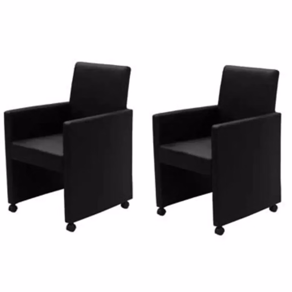 Set di 2 sedie da pranzo vidaXL in similpelle nera con design moderno – 3