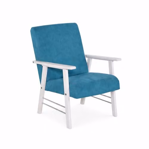 MA MAISON Poltrona da Arredo in Legno 59X77X91H CM - in Tessuto, Imbottito, da Giardino, Interno, Esterno, per Soggiorno, Camera, Resistente, Relax, Moderna - Made in Italy