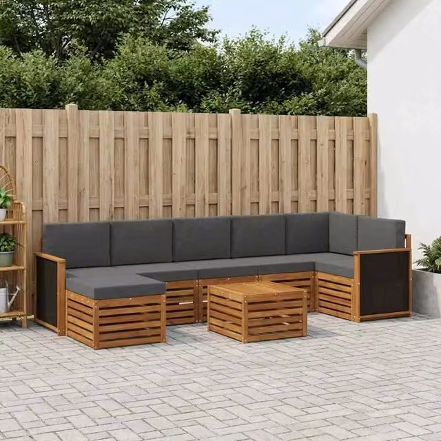 Set di divani da esterno 7 pz Naturale e Antracite 3384643
