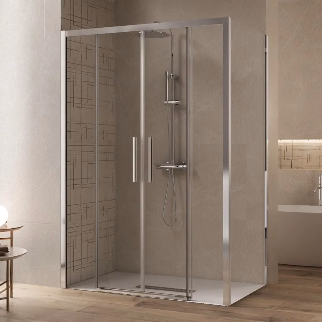 Box doccia Olimpo Docce Lagoa Duo rettangolare con ingresso centrale scorrevole, vetro trasparente da 6 mm, L: 80 cm, H: 170 cm – 2