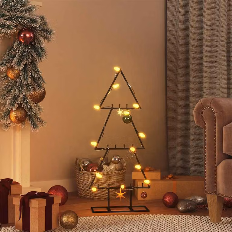 Albero di Natale decorativo moderno vidaXL in metallo nero, altezza: 60 cm