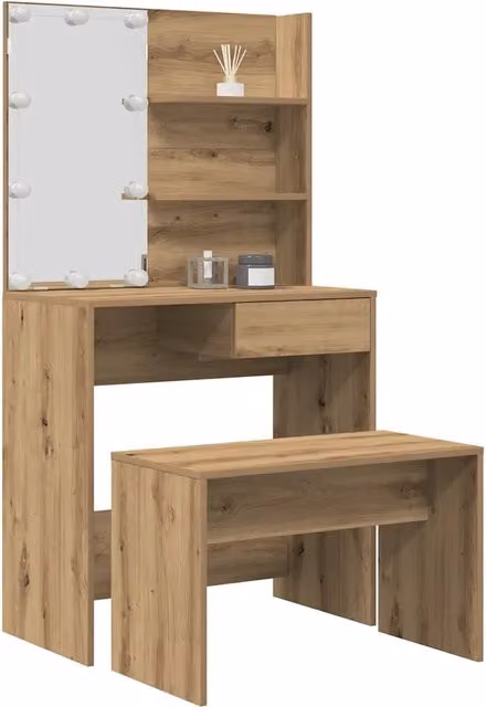 Set Toeletta Hollywood LED vidaXL in Legno Marrone L: 141 cm, P: 40 cm, H: 74,5 cm