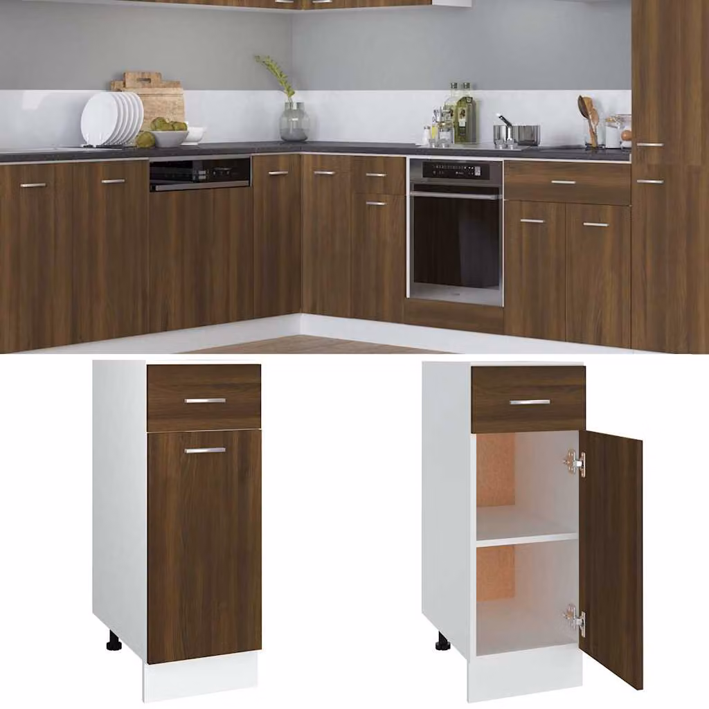 Mobile da cucina con cassetto e ante vidaXL Lyon Rovere Marrone L: 30 cm, P: 46 cm, H: 81,5 cm