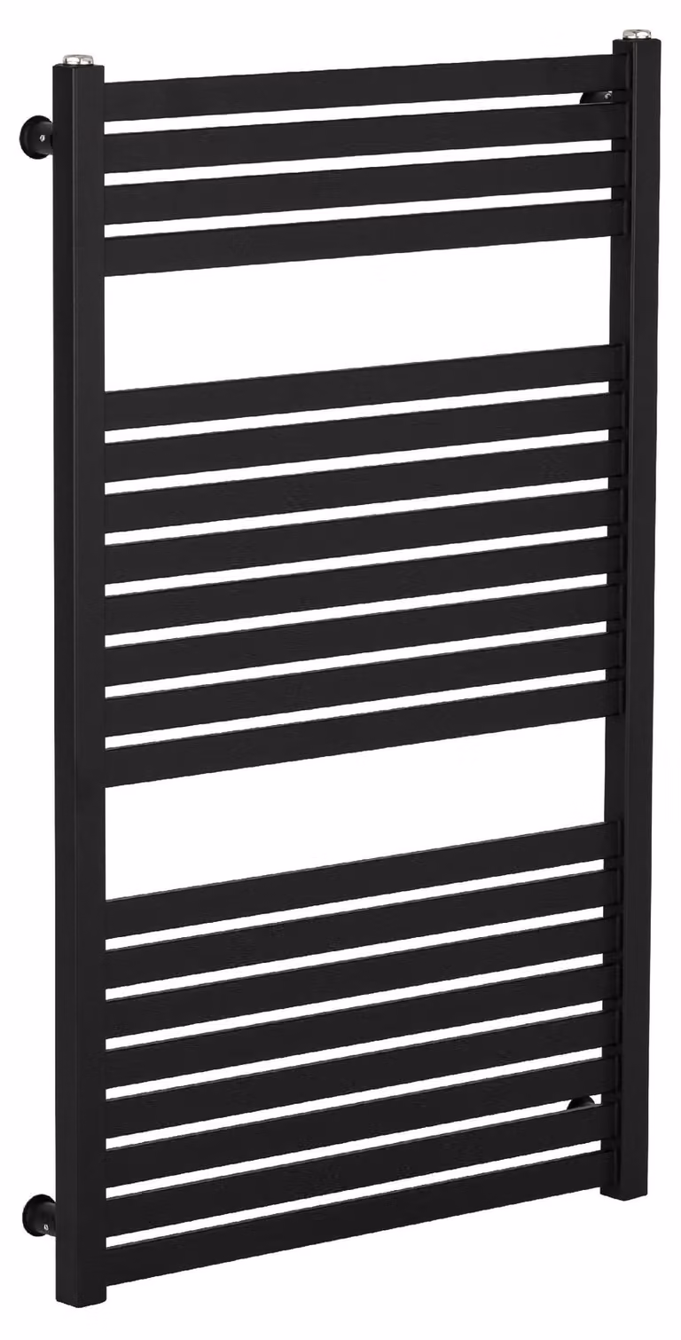CERANO - Radiatore da bagno Vincenzo - collegamento laterale - 400 W - nero opaco - 970 x 600 mm
