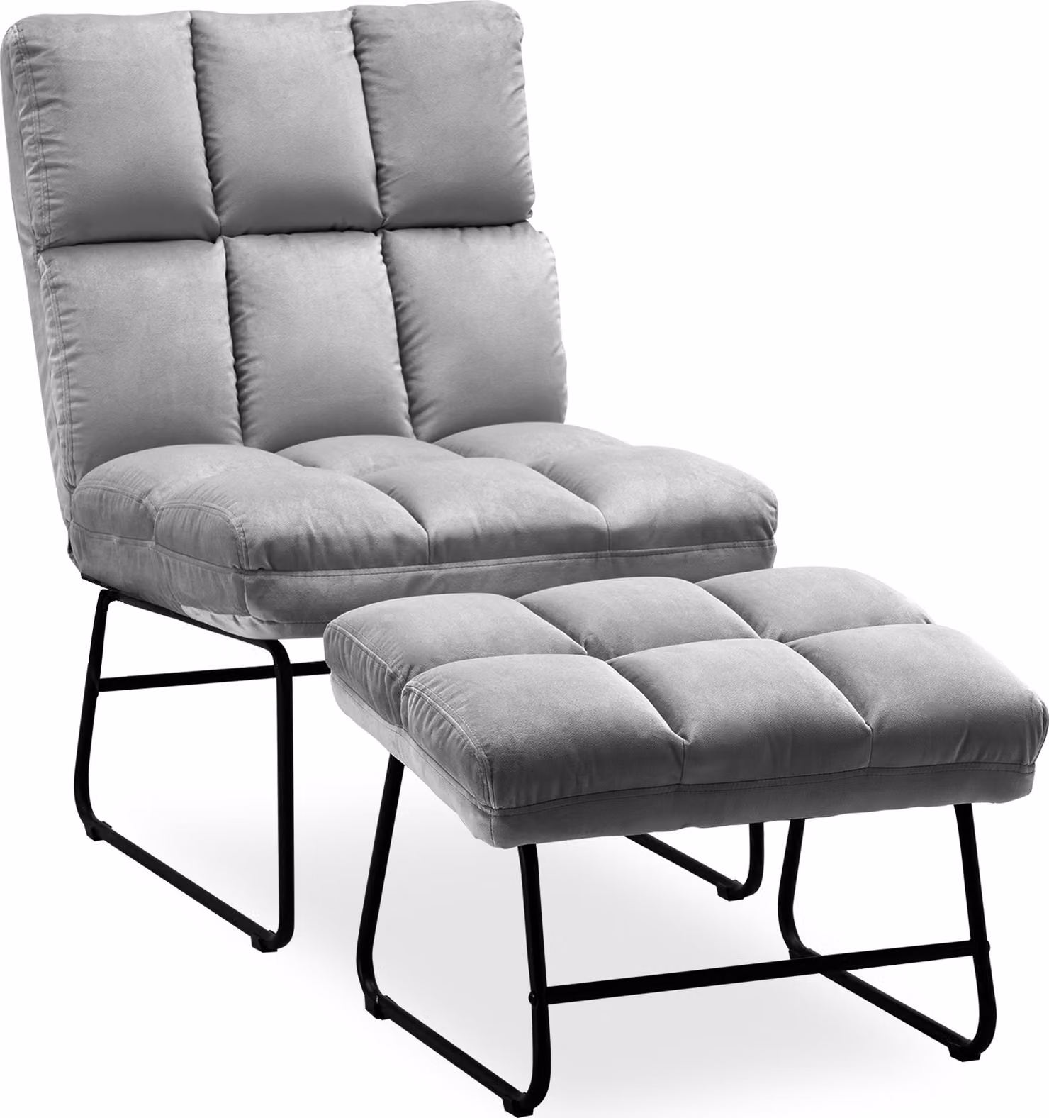 MCombo poltrona reclinabile poltrona TV poltrona lounge poltrona sgabello set tessuto velluto 0014 grigio