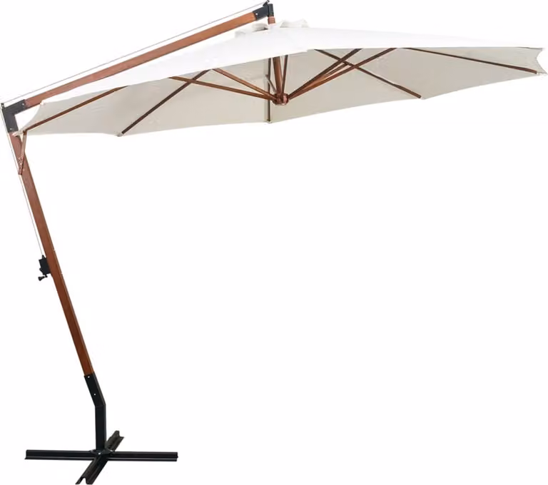 vidaXL Ombrello semaforo 350 cm palo di legno bianco