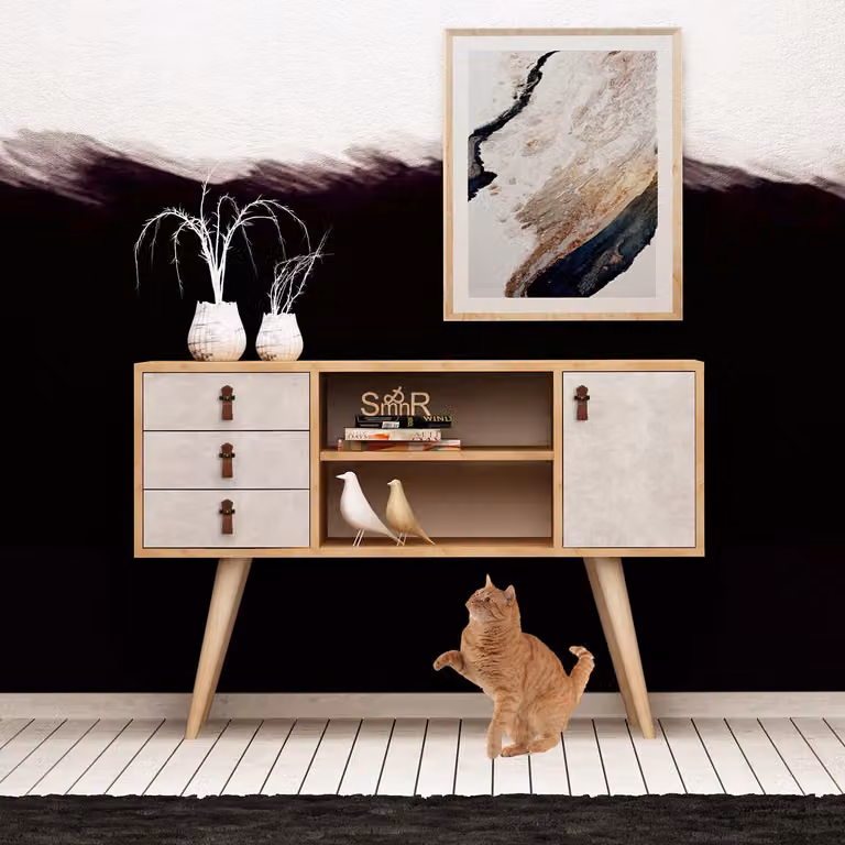 Skye Decor, İndira- İndiraMDD, color rovere, bianco, cassettiere, 80x120x40 cm, pannello truciolare rivestito al 100% in melamina