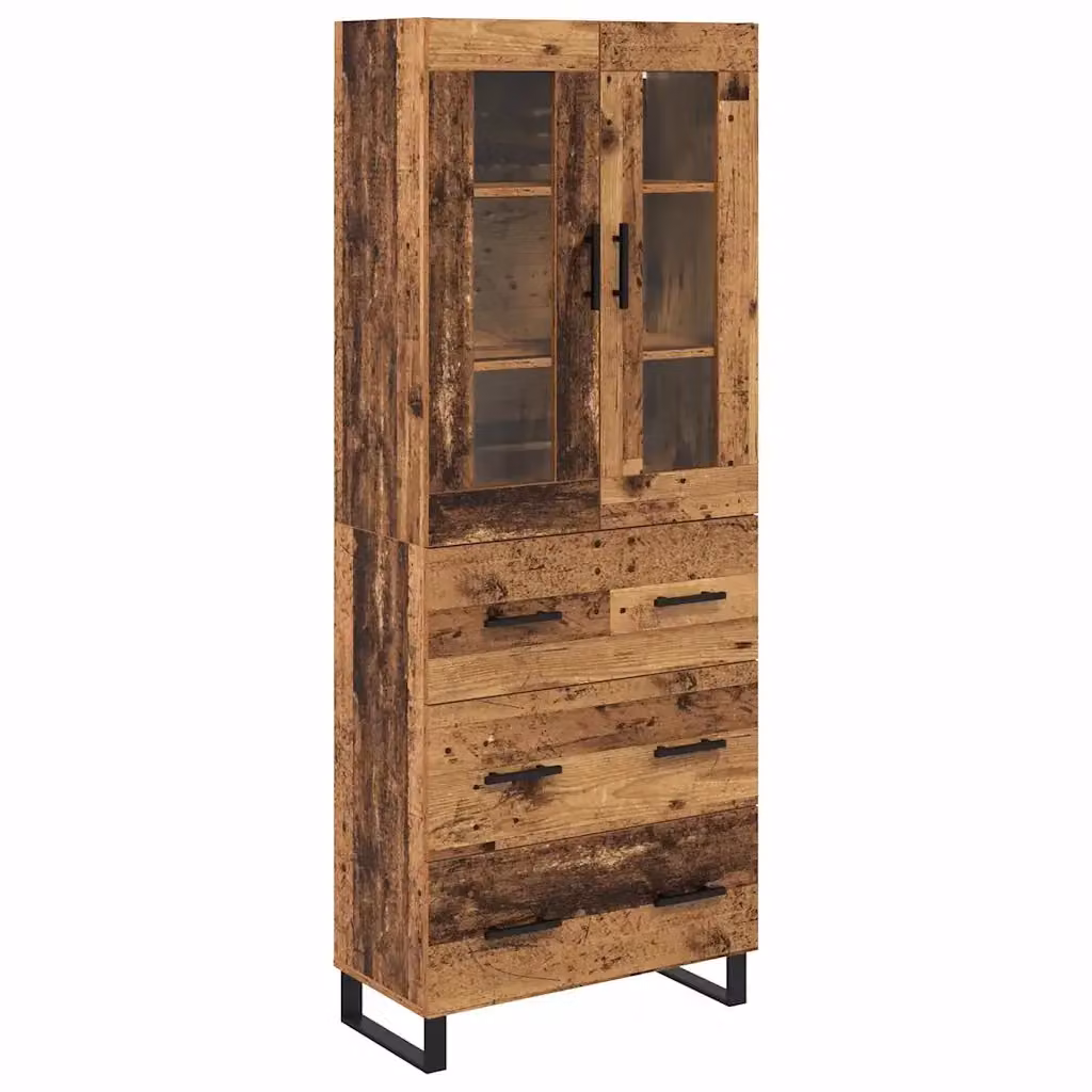 Set di 2 credenze moderne vidaXL in legno e vetro color marrone L/P/H: 69,5 x 34 x 180 cm – 2