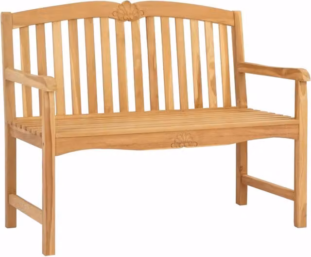 Panca da Giardino | Panchina in legno intagliata a mano Naturale 114 x 60 x 95 cm