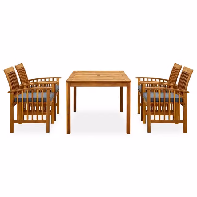 Set da Pranzo da Giardino 5 pz con Cuscini Massello di Acacia 3058088