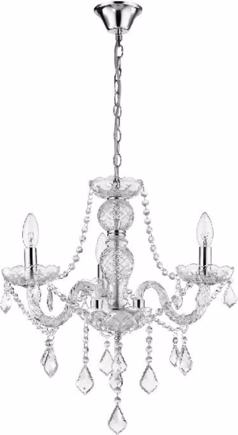 Lampada a sospensione Cristallo trasparente-cromata 3xE14x60W cristallo, dimensioni: 100x40x40 cm, IP20, Light Prestige
