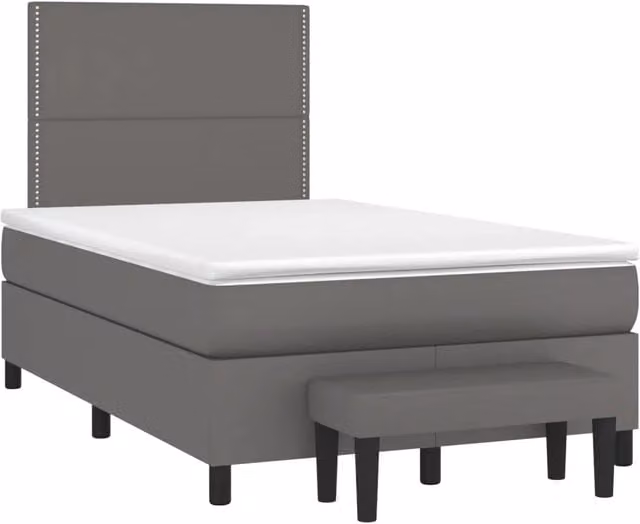 Letto a molle con materasso vidaXL in similpelle grigio e bianco L/P/H: 120 x 200 cm