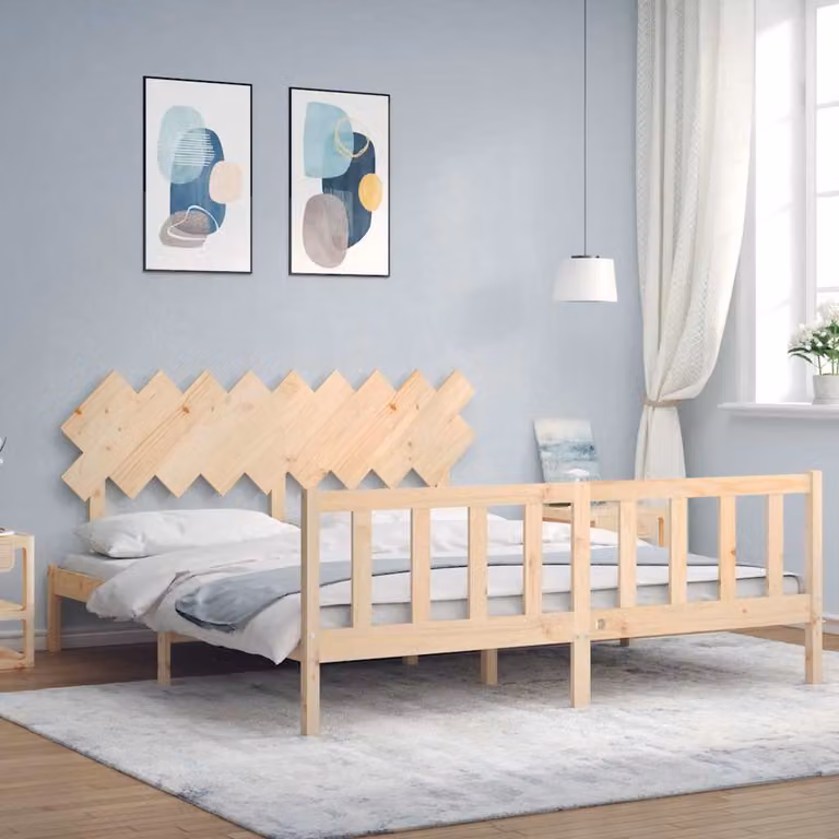vidaXL Giroletto Super King Size con Testiera in Legno di Pino Massello Marrone L/P/H: 180 x 200 x 80,5 cm