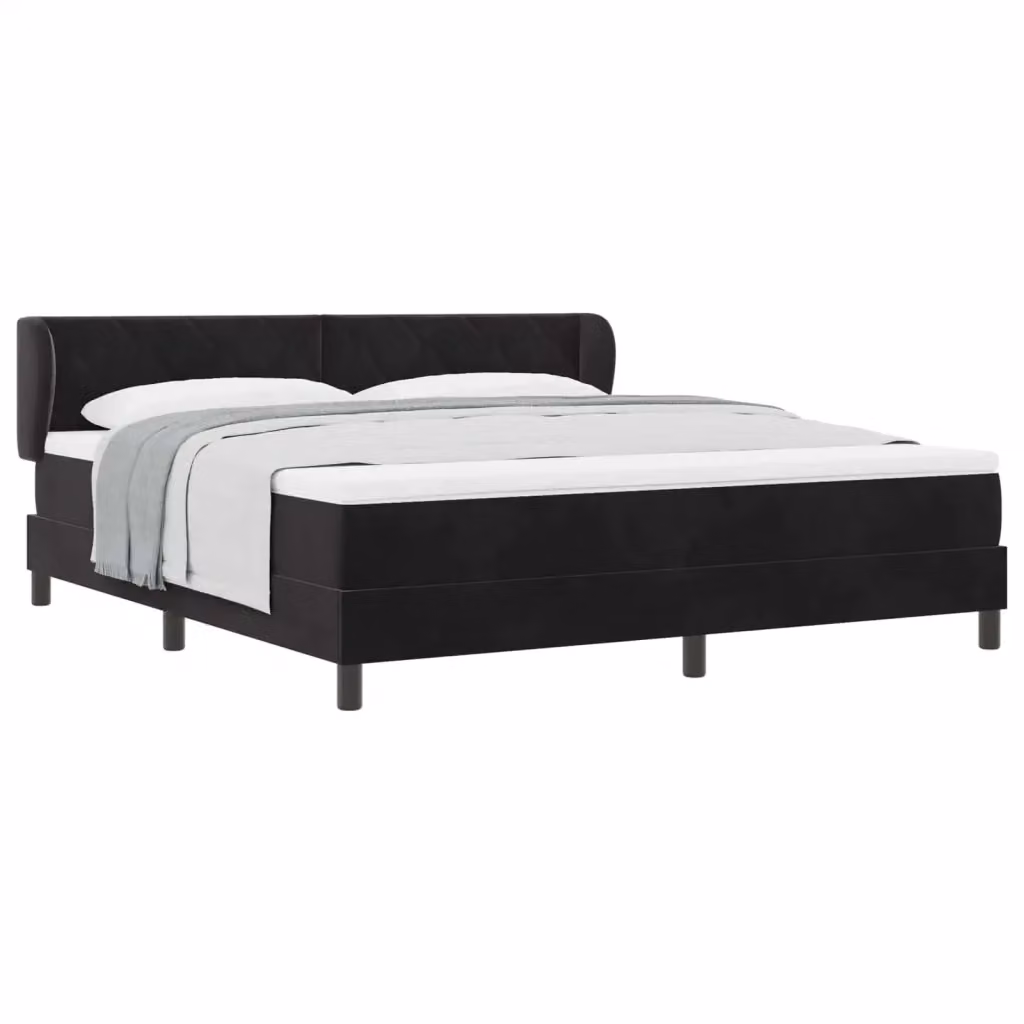 Letto a molle moderno vidaXL con testiera in velluto nero L/P: 180 x 200 cm – 2