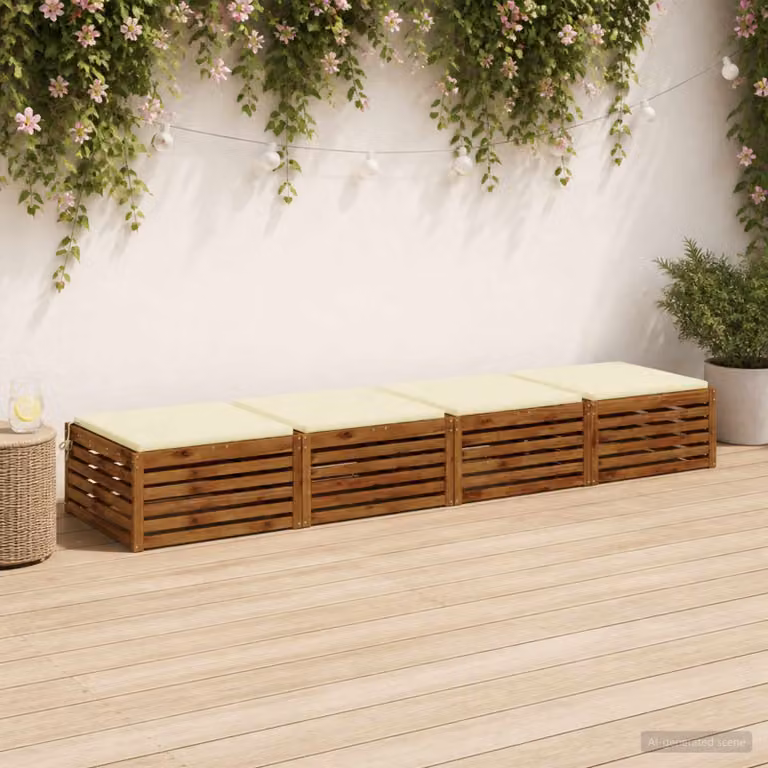Set di 4 cuscini per sedia vidaXL in poliestere beige con rivestimento lavabile e resistente ai raggi UV