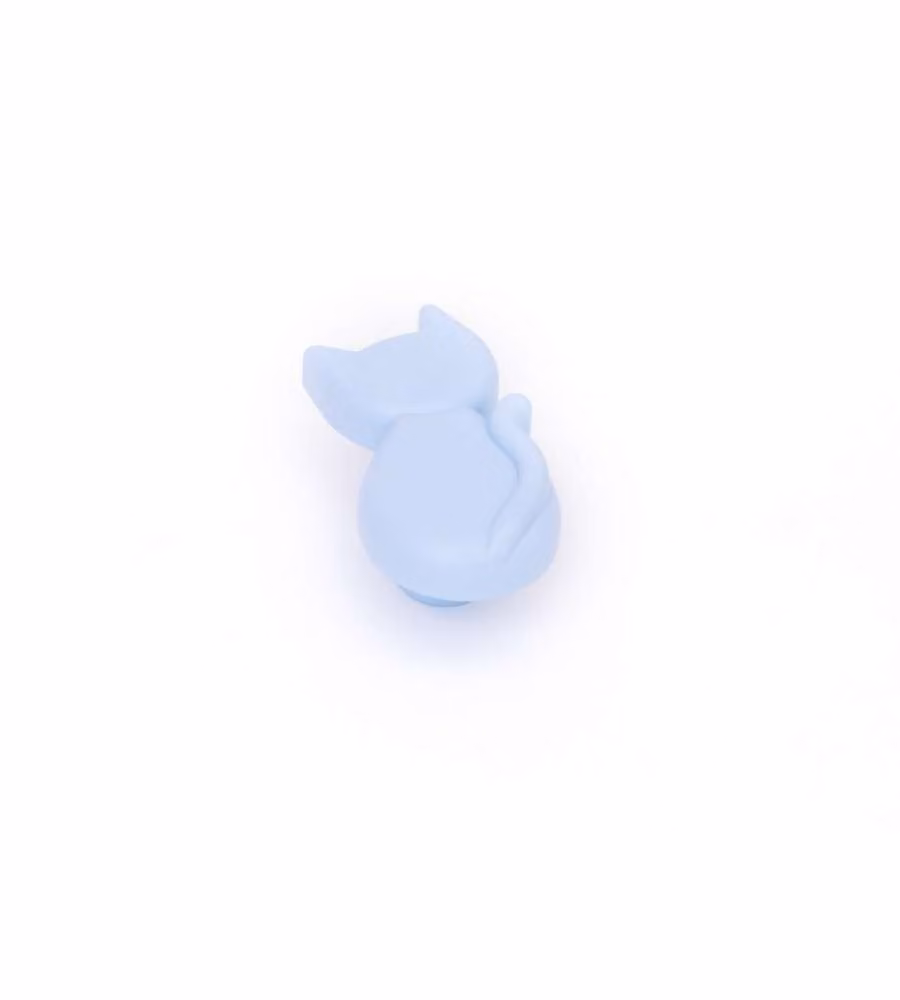 Pomolo gattino in plastica azzurro 27 x 56 mm
