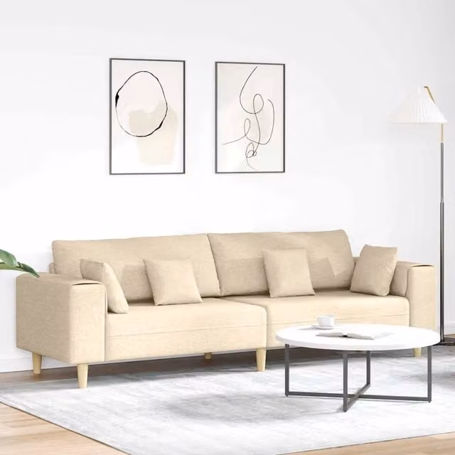 Divano Crema 250 x 77 x 76 cm Tessuto 3335149