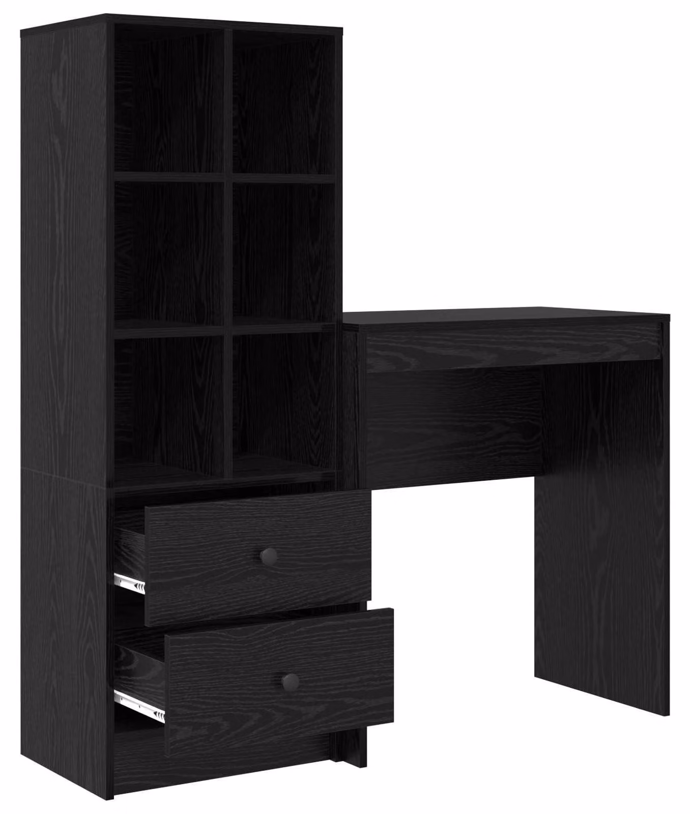 Scrivania con cassetto con lo scaffale 2 pcs Rovere Nero
