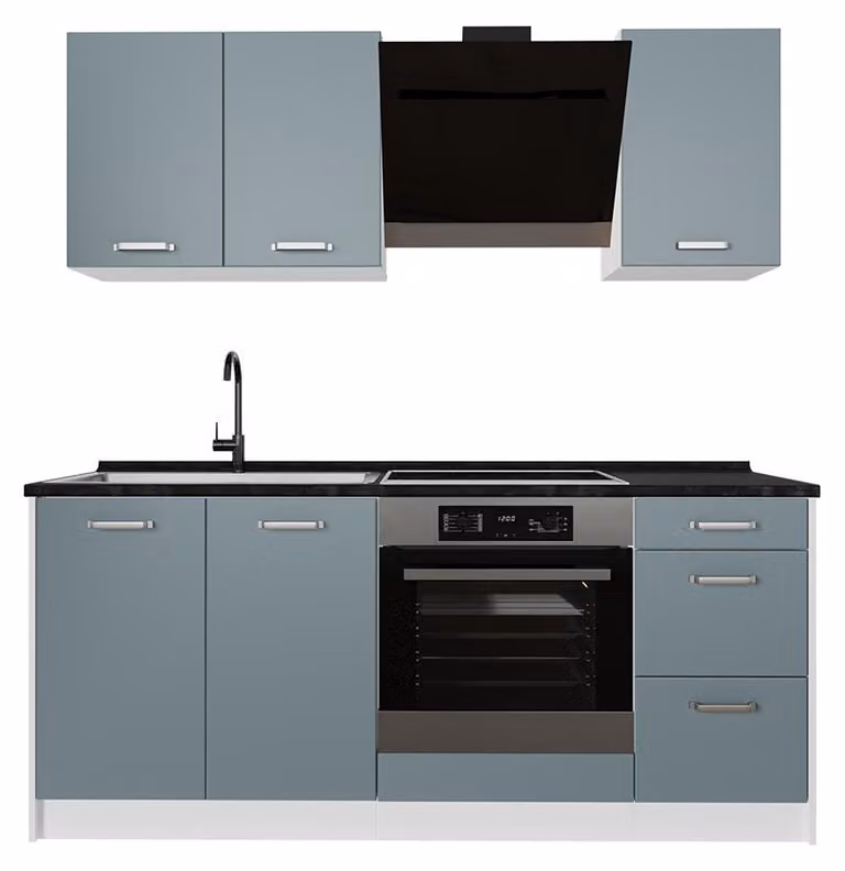 Cucina monoblocco Vicco R-Line Grigio-blu/Bianco 180 cm, PL Antracite, Model 67053