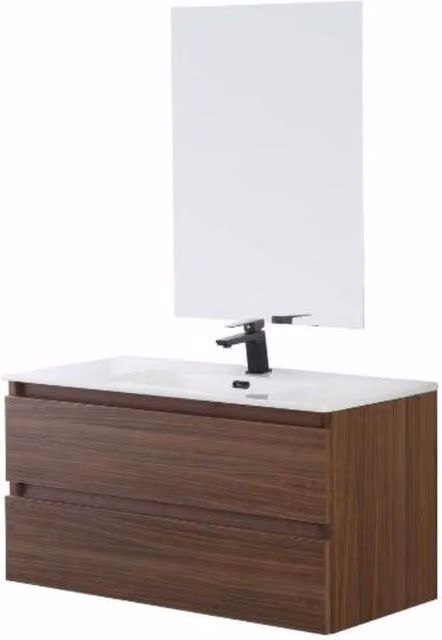 Mobile Bagno Sospeso 80 cm Noce Canaletto Specchio Revital Feridras