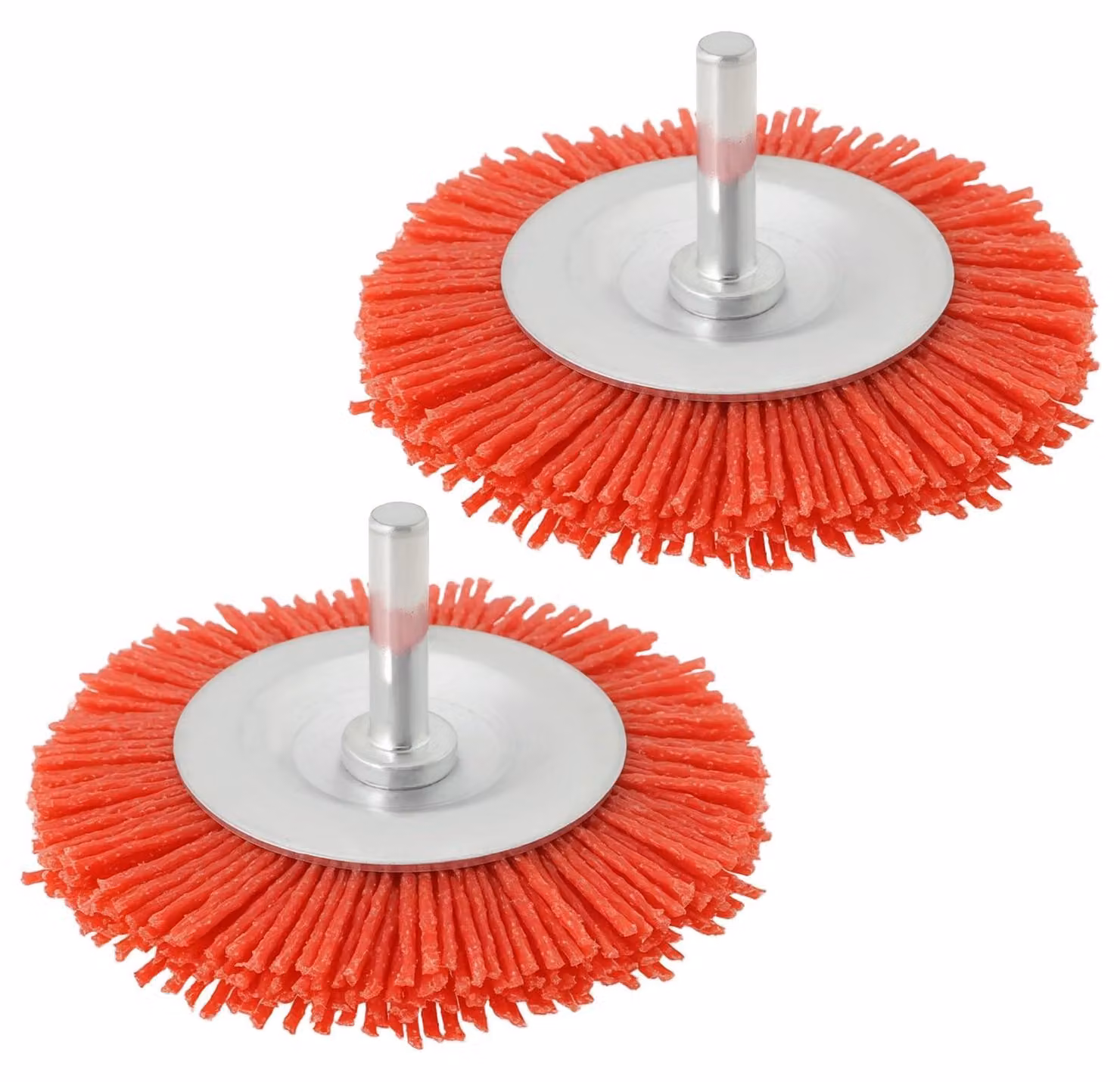 Spazzola rotonda in nylon, diametro 75 mm, grana 80, attacco da 6 mm, confezione da 2 pezzi