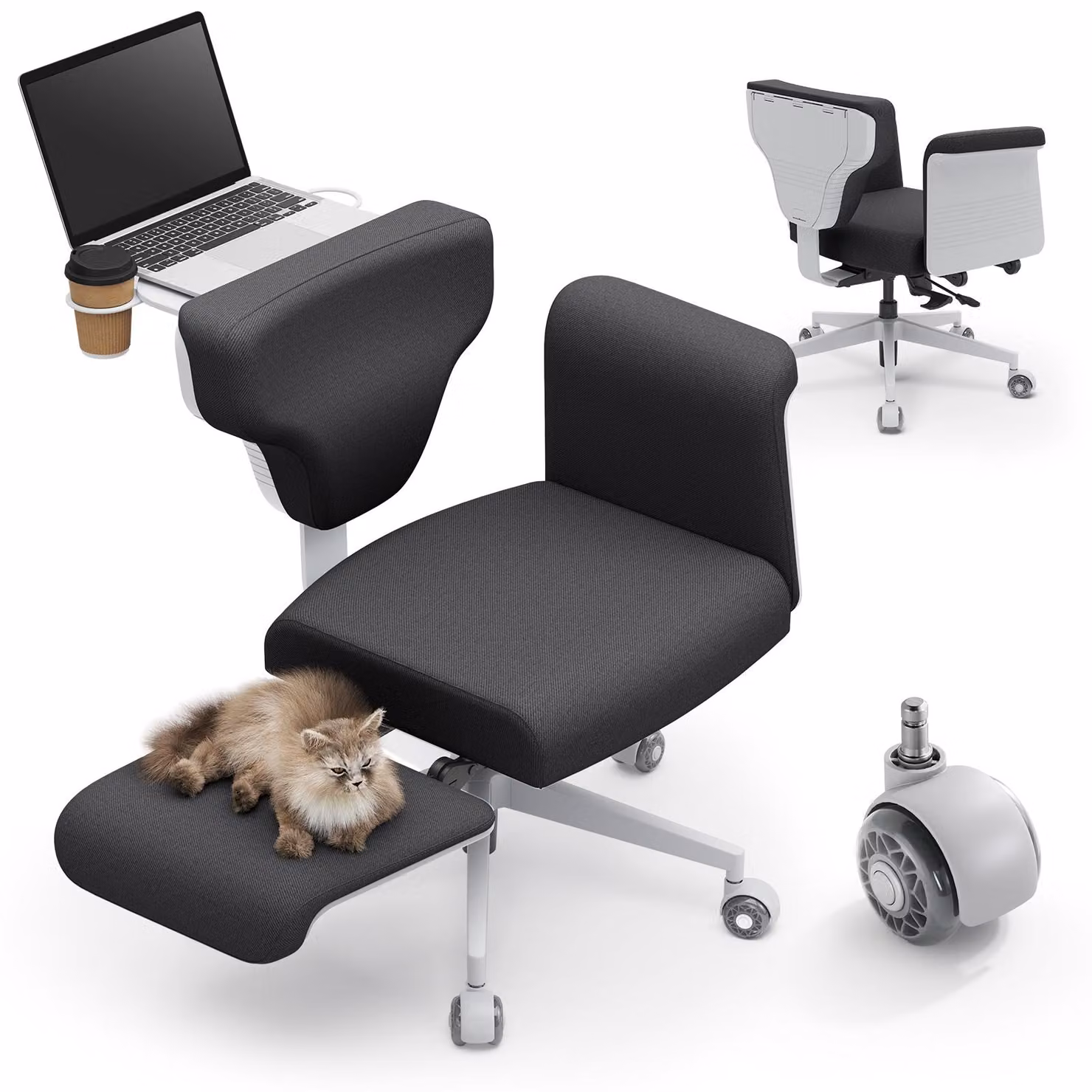Newtral FREEDOM-X-PRO Sedia da ufficio multiposizione a gambe incrociate con ruote e supporti Dunkelgrau