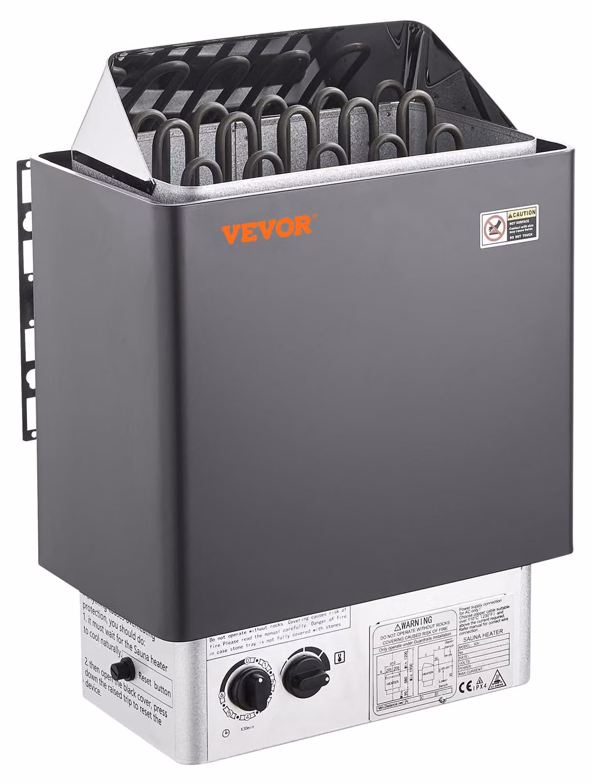 Stufa per sauna da 8 kW, 400 V, trifase, con timer, temperatura massima di 110 °C, adatta per ambienti da 8-12 m³, uso professionale