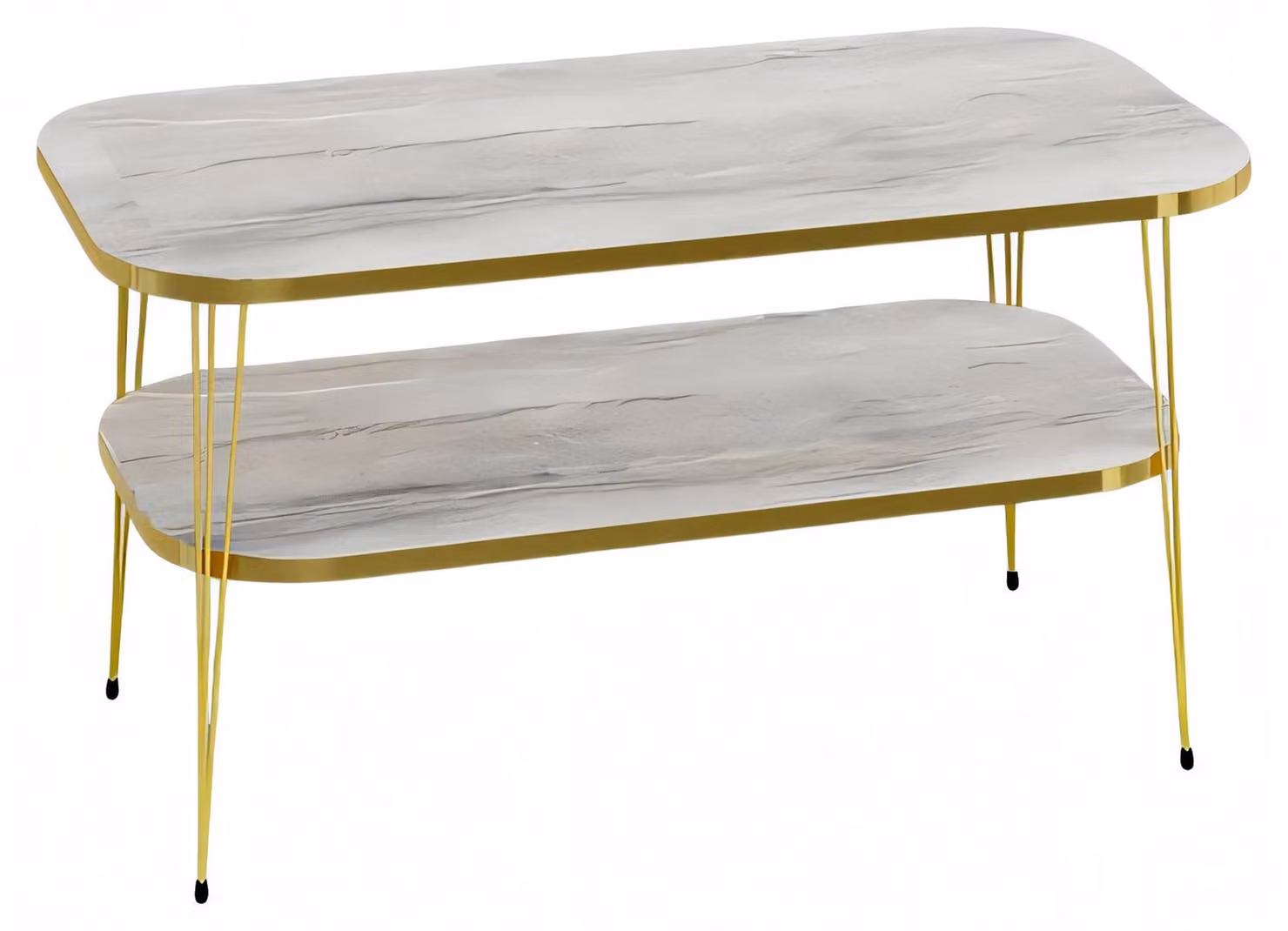 Eleganter grauer Couchtisch aus Holz mit Edelstahl für modernes