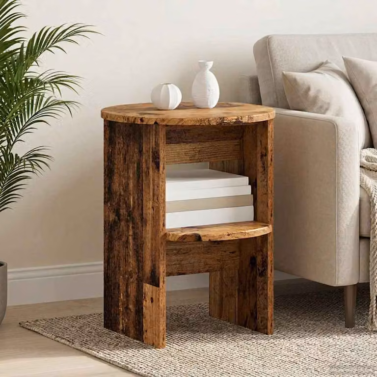 Set di 2 tavolini laterali mobili vidaXL in legno effetto antico marrone Ø 40 x 50 cm